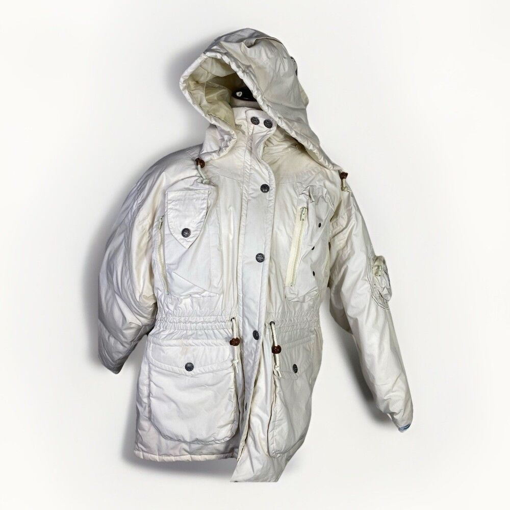 Triple Fat Goose Women Cream Bomber Down Puffer Jacket Size XL Thick Warm Puffy